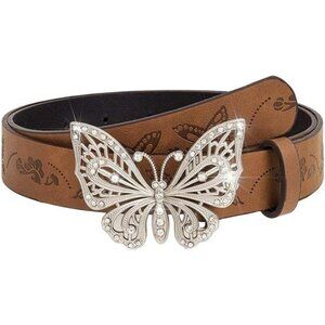 Western Belt for Women Brown Country Leather Belt for Jeans Pants Vintage